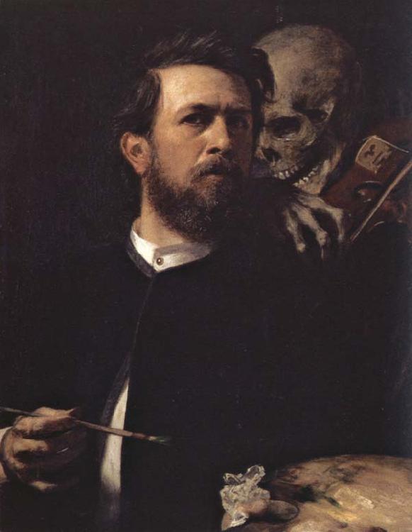 Arnold Bocklin Self-Portrait with Death Playing the Violin Sweden oil painting art